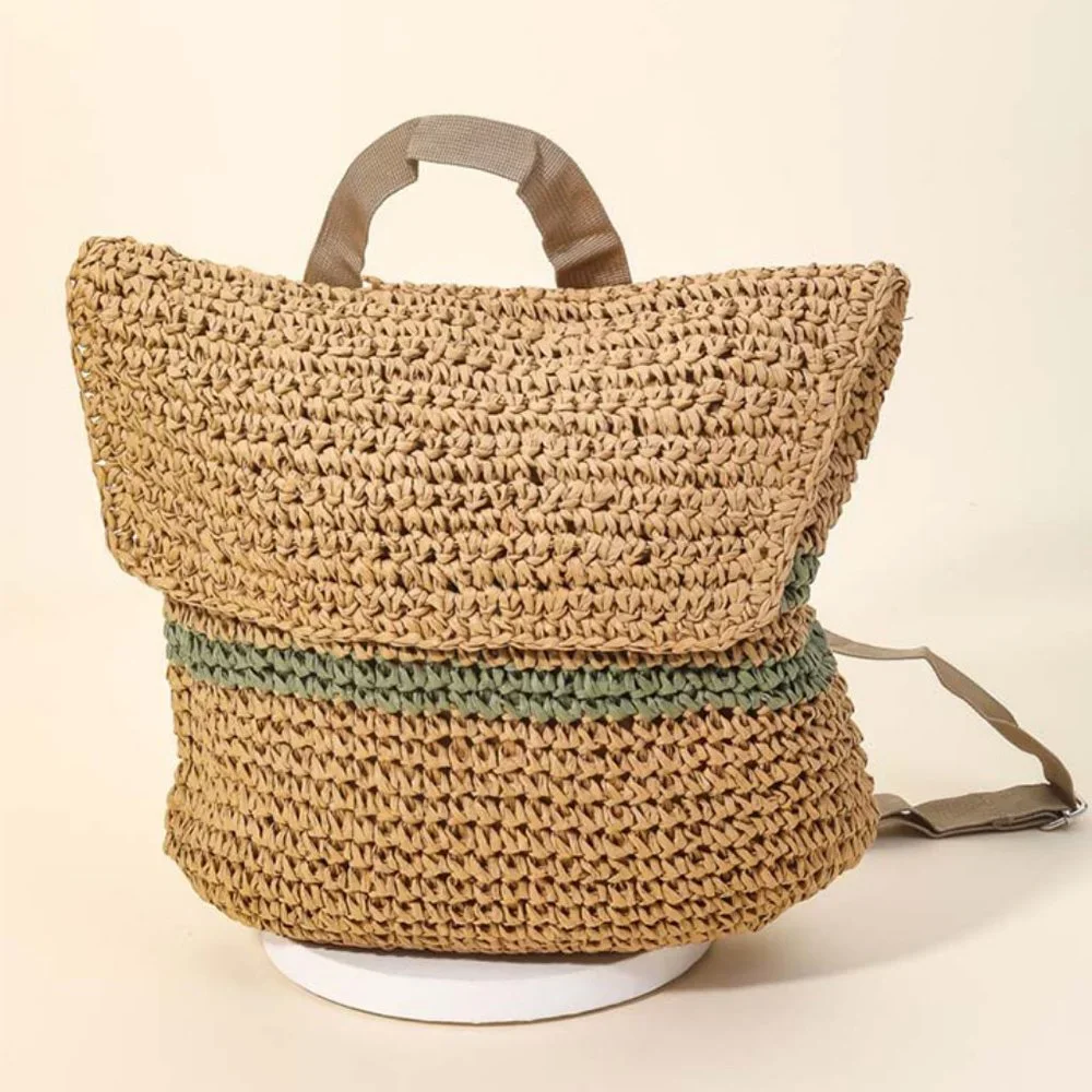 NWT Pacific Coast Striped Raffia Retreat Backpack - Picture 1 of 9